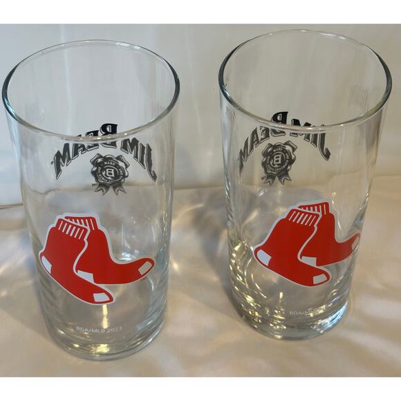 Jim Beam Red Sox Bourbon Whiskey Highball Glass Baseball 6”tall Set of 2 Sports - Picture 7 of 7